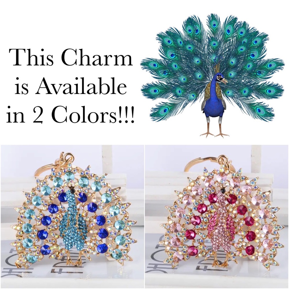 Beautiful Pink Crystal Peacock Keychain Charm - Picture 14 of 14